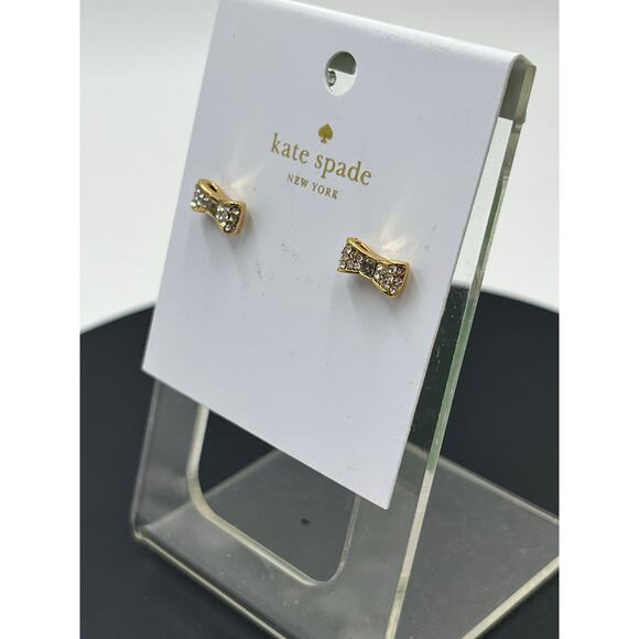 Kate Spade Ready‎ Set Mini Bow Gold Plated Pave Stud for Earrings New - Picture 9 of 9